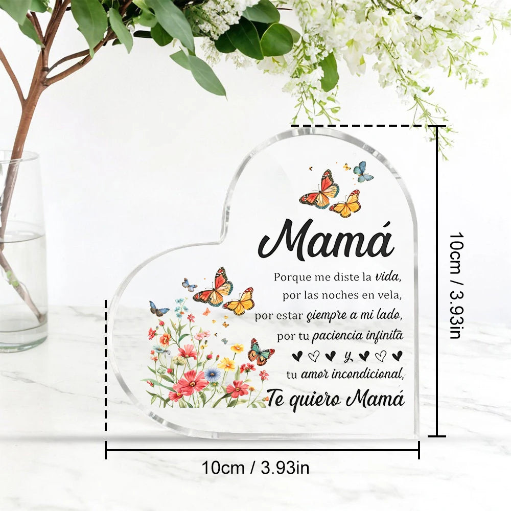 1 Pcs Birthday Gift Mom Transparent Presents from Daughter Son for My Best Mom Heart-Shaped Gift for My Mother Home Ornaments